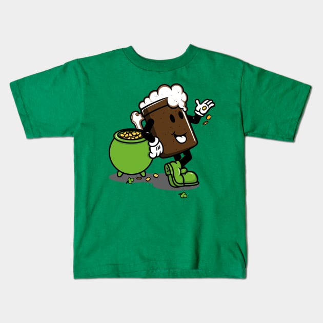 Cartoon Beer Irish Dunkel St. Patricks Day Kids T-Shirt by gastaocared